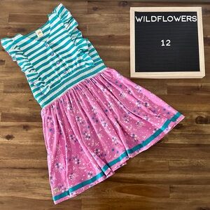 Wildflowers La La Land Jessica Day Dress 12 Green Striped Pink Floral Knit